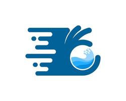 Fast symbol with hand OK and water wave inside vector