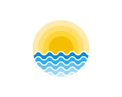 Abstract beach wave and sunset on the top vector