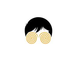 Geek boy with twirl eyes illustration logo