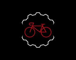 Mechanical gear outline with bicycle inside vector