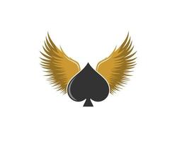 Spade with golden spread wings logo