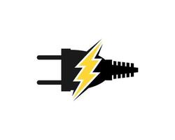 Electrical plug with lightning symbol inside vector