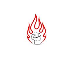 Fist hand with fire flame logo vector