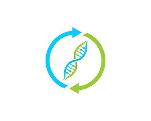 DNA helix inside the arrow rotation logo