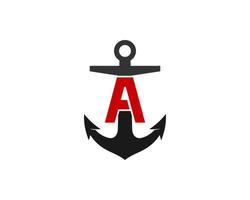 Nautical anchor with A letter initial inside vector