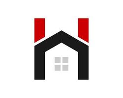 H letter initial with simple house inside vector
