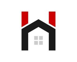 H letter initial with simple house inside vector