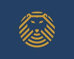 Abstract circle lion head with stripes style vector