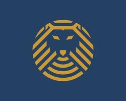 Abstract circle lion head with stripes style vector