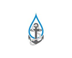 Water drop with anchor in the middle vector