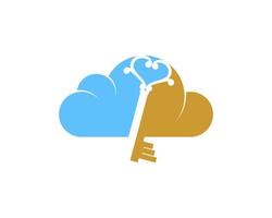 Cloud with classic key in the middle vector