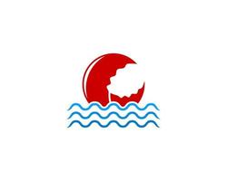 cangrejos mano en el logo de la ola del mar