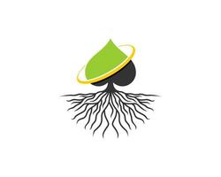 Spade on the tree roots illustration logo vector