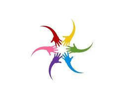 Circular human hands with rainbow color vector