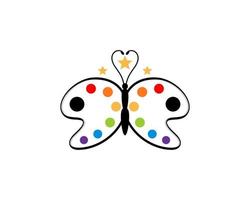 combinación de mariposa voladora con logotipo de paleta de colores vector