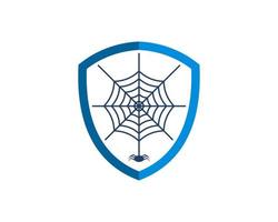 Simple shield with spider web inside vector