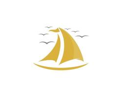 Sailing boat with flying birds on top vector