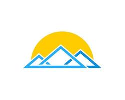 Simple and abstract mountain with sunset behind vector