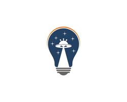 UFO inside the light bulb logo vector