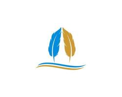 Two feather with gold and blue color vector