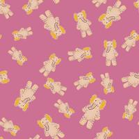 Cute elephant toy seamless pattern. Funny child playthings in doodle style. vector