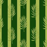Palm leaves seamless pattern. Tropical branch in engraving style. vector