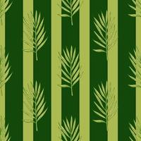 Palm leaves seamless pattern. Tropical branch in engraving style. vector