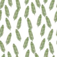 Palm leaves seamless pattern. Tropical branch in engraving style. vector