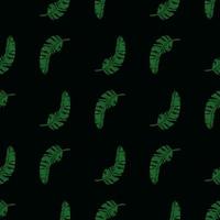 Banana leaves seamless pattern. Tropical branch in engraving style. vector