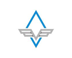 Square shape with abstract spread wings inside vector