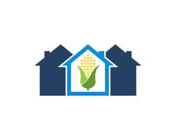 Three simple house with abstract corn inside vector