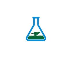 Running dog on the grass inside laboratory test tube vector