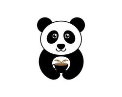 Panda and soup bowl vector