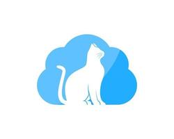 nube simple con silueta de gato dentro vector