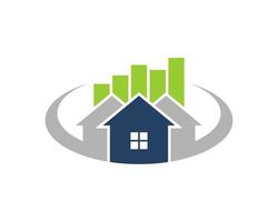 Three simple house with financial graph on the top vector