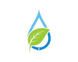 Water drop and pipe with nature leaf inside vector