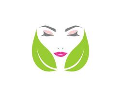 Woman face with nature leaf surrounding vector