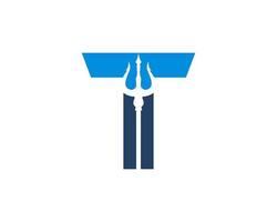 Trident in the T Letter logo vector