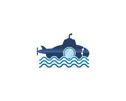 Submarine on the sea water illustration logo vector
