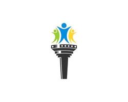 Happy people on the torch logo