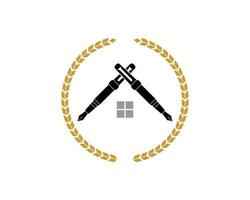 Circular wheat with pen house inside vector
