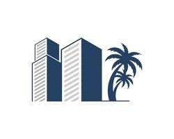 Modern building silhouette with palm tree vector