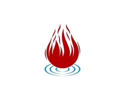 llama de fuego en el logo del charco de agua vector