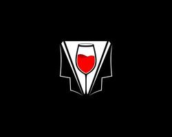 Bartender suit with wine glass in the middle vector