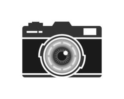 Modern camera with eye lens camera inside vector