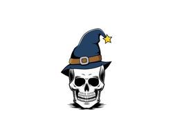 Skull head use a witch hat illustration vector