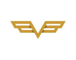 Abstract gold wing with V and B letter initial vector