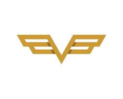 Abstract gold wing with V and B letter initial vector