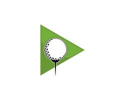 pelota de golf en el logo del botón de reproducción vector