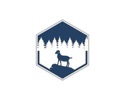 hexagonal shape with goat and pine forest vector